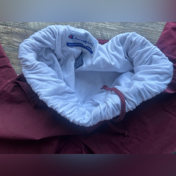 VTG 90s Champion Swishy Maroon Jogger Pants w/zip up ankles & cotton lining • L - Picture 4 of 12